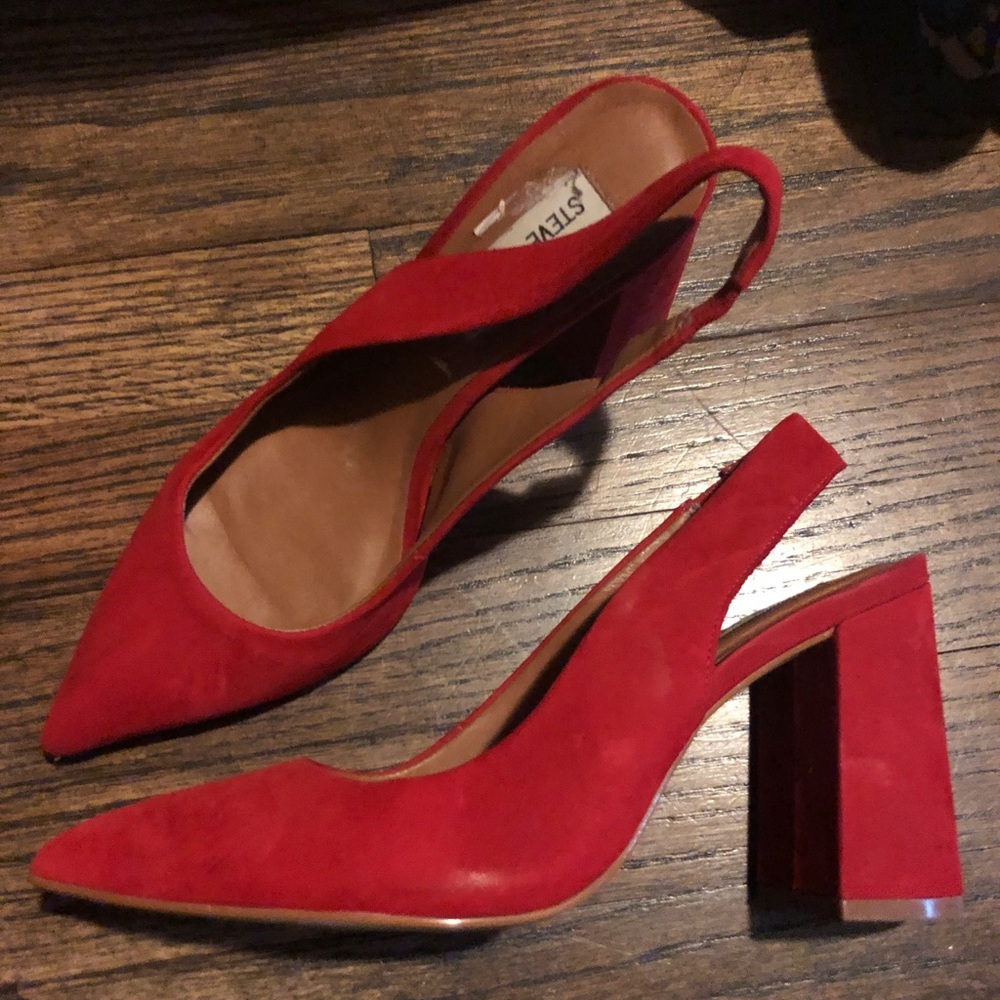 Red block heeled Steve Madden 7.5 slightly used